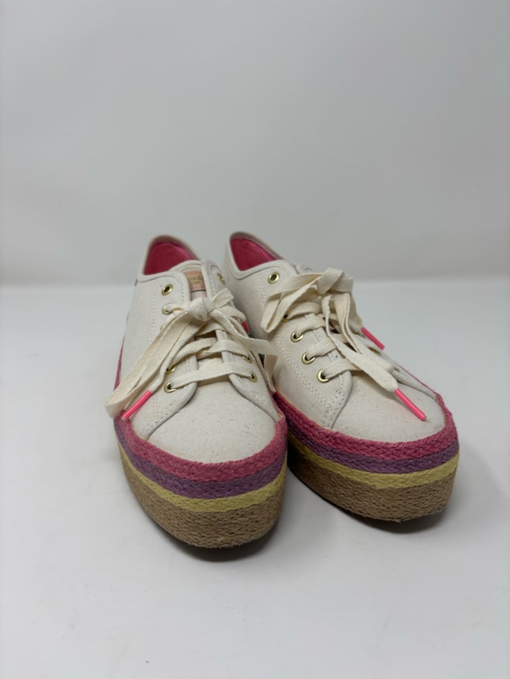 Keds x Kate Spade Cream Platform Espadrille Sneakers with Colorful Trim Sz 9